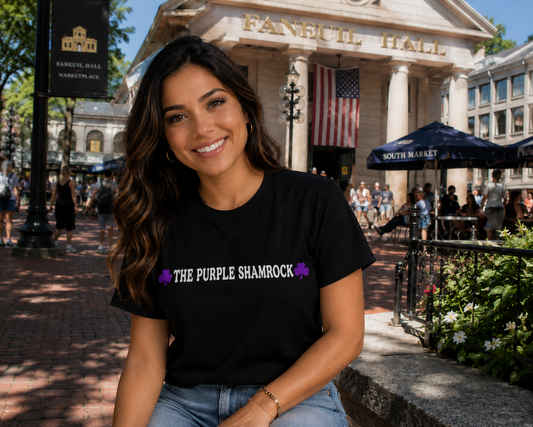 The Purple Shamrock  - Black T-Shirt